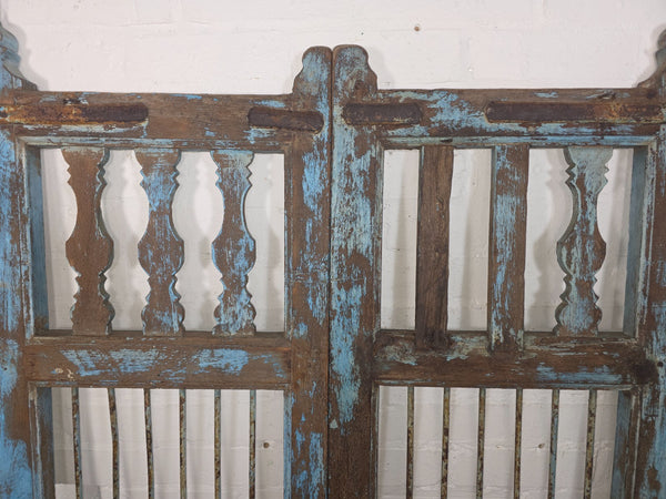 Old Pair Vintage Reclaimed Indian Wooden Iron Doors Shutters Garden Gates Screen