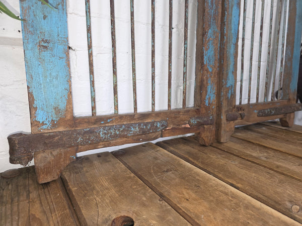 Old Pair Vintage Reclaimed Indian Wooden Iron Doors Shutters Garden Gates Screen