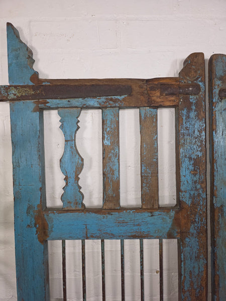 Old Pair Vintage Reclaimed Indian Wooden Iron Doors Shutters Garden Gates Screen