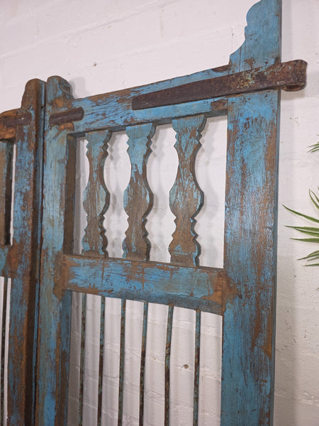 Old Pair Vintage Reclaimed Indian Wooden Iron Doors Shutters Garden Gates Screen