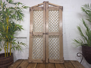 Old Pair Vintage Reclaimed Indian Wooden Iron Saloon Doors Shutters Garden Gates