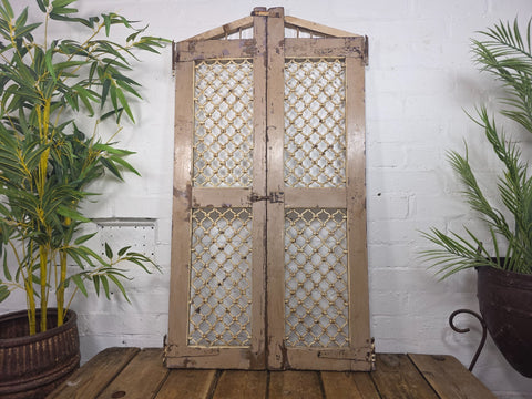 Old Pair Vintage Reclaimed Indian Wooden Iron Saloon Doors Shutters Garden Gates