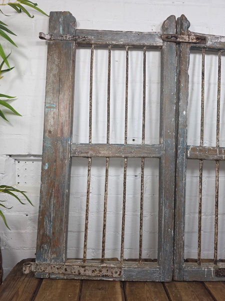 Old Pair Vintage Reclaimed Indian Wooden Iron Saloon Doors Shutters Garden Gates