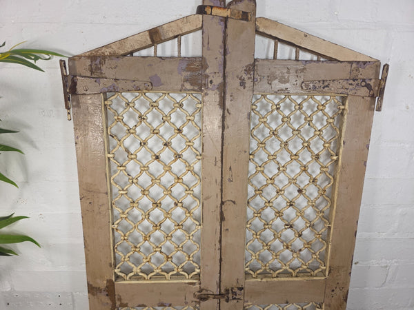 Old Pair Vintage Reclaimed Indian Wooden Iron Saloon Doors Shutters Garden Gates