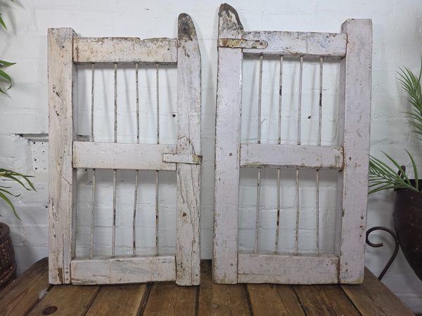 Old Pair Vintage Reclaimed Indian Wooden Iron Saloon Doors Shutters Garden Gates
