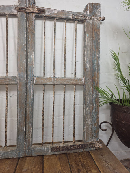 Old Pair Vintage Reclaimed Indian Wooden Iron Saloon Doors Shutters Garden Gates