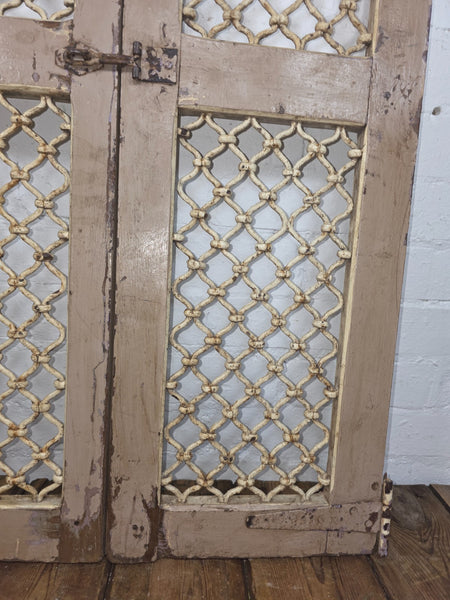 Old Pair Vintage Reclaimed Indian Wooden Iron Saloon Doors Shutters Garden Gates