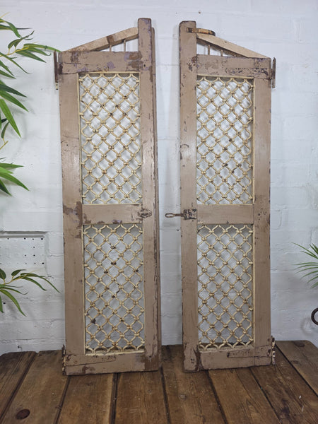 Old Pair Vintage Reclaimed Indian Wooden Iron Saloon Doors Shutters Garden Gates
