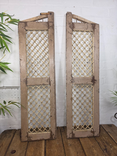 Old Pair Vintage Reclaimed Indian Wooden Iron Saloon Doors Shutters Garden Gates