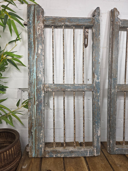 Old Pair Vintage Reclaimed Indian Wooden Iron Saloon Doors Shutters Garden Gates