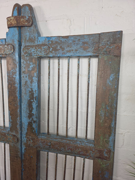 Old Pair Vintage Reclaimed Indian Wooden Iron Saloon Doors Shutters Garden Gates