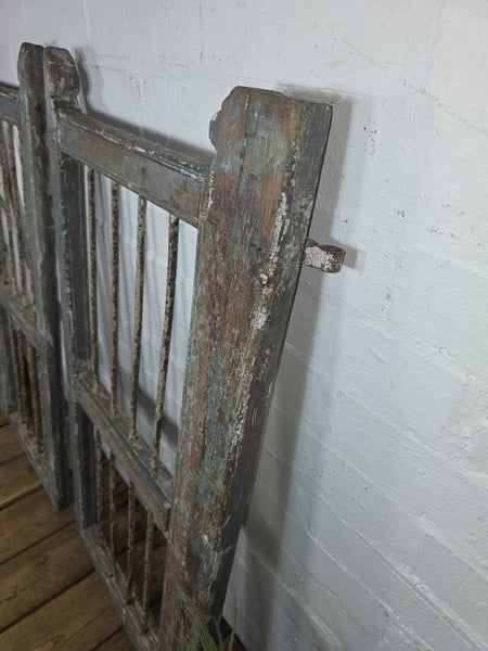 Old Pair Vintage Reclaimed Indian Wooden Iron Saloon Doors Shutters Garden Gates