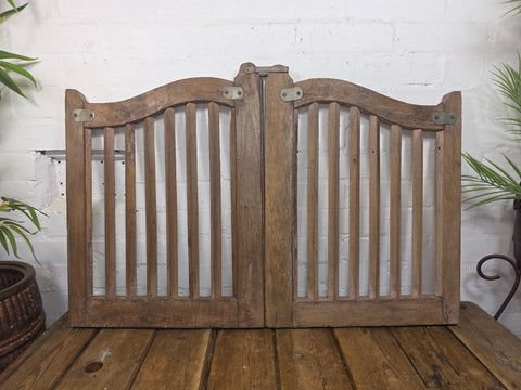 Old Pair Vintage Reclaimed Indian Wooden Iron Saloon Doors Shutters Garden Gates