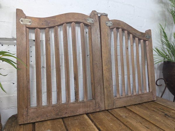 Old Pair Vintage Reclaimed Indian Wooden Iron Saloon Doors Shutters Garden Gates