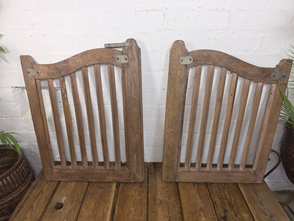 Old Pair Vintage Reclaimed Indian Wooden Iron Saloon Doors Shutters Garden Gates