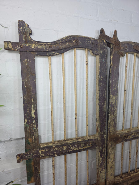 Old Pair Vintage Reclaimed Indian Wooden Iron Saloon Doors Shutters Garden Gates