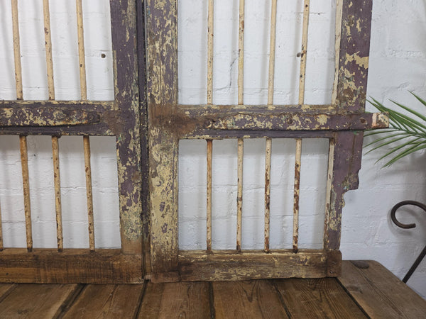 Old Pair Vintage Reclaimed Indian Wooden Iron Saloon Doors Shutters Garden Gates