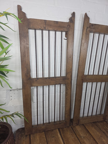 Old Pair Vintage Reclaimed Indian Wooden Iron Saloon Doors Shutters Garden Gates