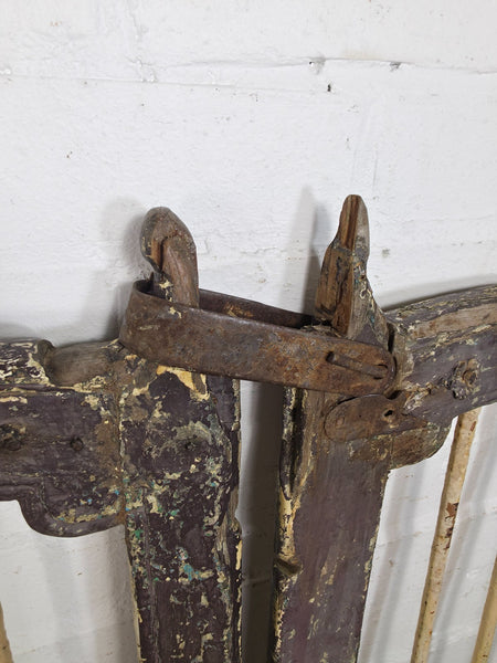 Old Pair Vintage Reclaimed Indian Wooden Iron Saloon Doors Shutters Garden Gates