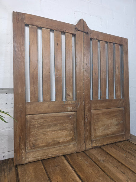 Old Pair Vintage Reclaimed Indian Wooden Iron Saloon Doors Shutters Garden Gates