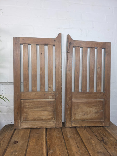 Old Pair Vintage Reclaimed Indian Wooden Iron Saloon Doors Shutters Garden Gates