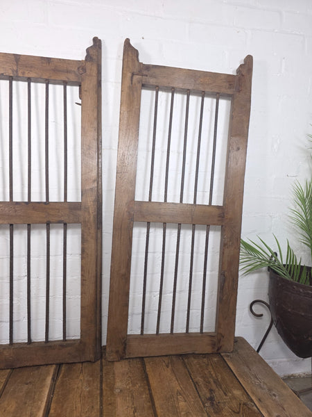 Old Pair Vintage Reclaimed Indian Wooden Iron Saloon Doors Shutters Garden Gates