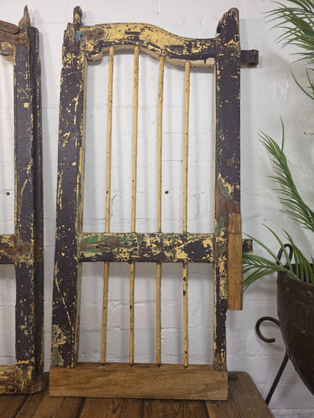 Old Pair Vintage Reclaimed Indian Wooden Iron Saloon Doors Shutters Garden Gates
