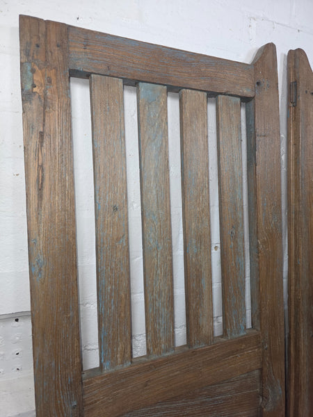 Old Pair Vintage Reclaimed Indian Wooden Iron Saloon Doors Shutters Garden Gates