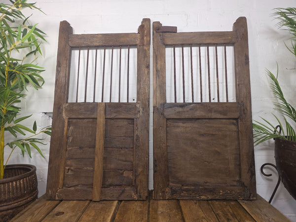 Old Pair Vintage Reclaimed Indian Wooden Iron Saloon Doors Shutters Garden Gates