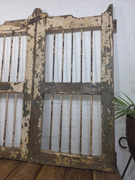 Old Pair Vintage Reclaimed Indian Wooden Iron Saloon Doors Shutters Garden Gates