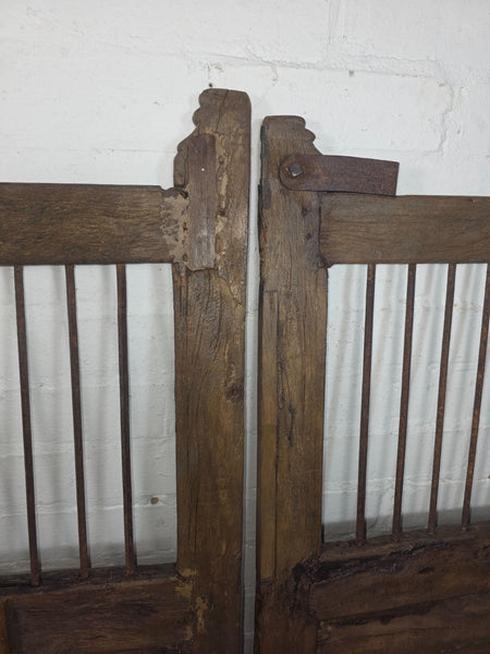 Old Pair Vintage Reclaimed Indian Wooden Iron Saloon Doors Shutters Garden Gates