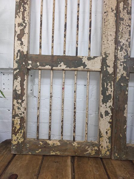 Old Pair Vintage Reclaimed Indian Wooden Iron Saloon Doors Shutters Garden Gates