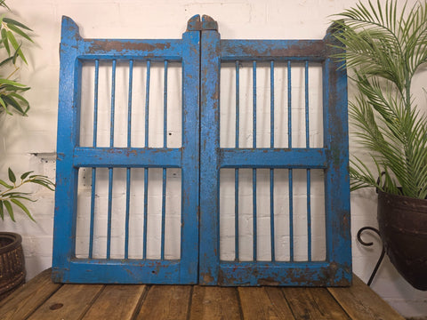 Old Pair Vintage Reclaimed Indian Wooden Iron Saloon Doors Shutters Garden Gates