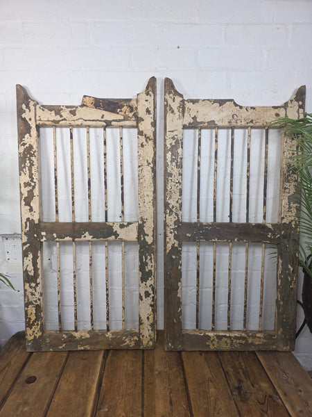 Old Pair Vintage Reclaimed Indian Wooden Iron Saloon Doors Shutters Garden Gates