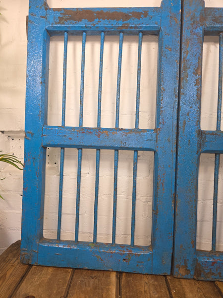 Old Pair Vintage Reclaimed Indian Wooden Iron Saloon Doors Shutters Garden Gates