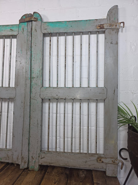 Old Pair Vintage Reclaimed Indian Wooden Iron Saloon Doors Shutters Garden Gates