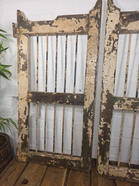 Old Pair Vintage Reclaimed Indian Wooden Iron Saloon Doors Shutters Garden Gates