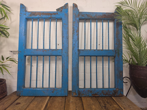 Old Pair Vintage Reclaimed Indian Wooden Iron Saloon Doors Shutters Garden Gates
