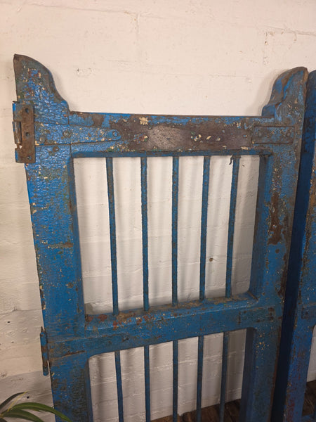 Old Pair Vintage Reclaimed Indian Wooden Iron Saloon Doors Shutters Garden Gates