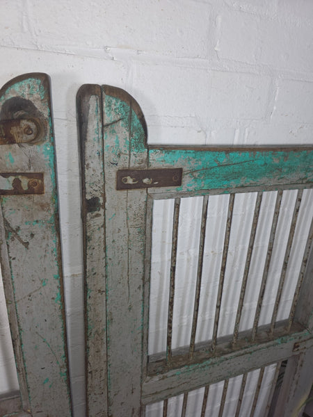 Old Pair Vintage Reclaimed Indian Wooden Iron Saloon Doors Shutters Garden Gates