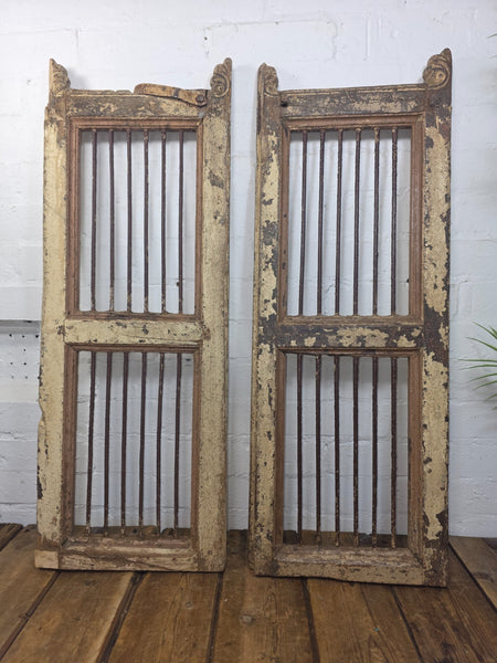 Old Pair Vintage Reclaimed Indian Wooden Iron Saloon Doors Shutters Garden Gates