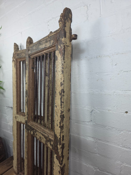 Old Pair Vintage Reclaimed Indian Wooden Iron Saloon Doors Shutters Garden Gates