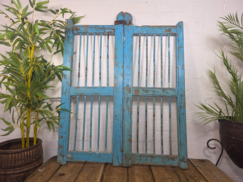 Old Pair Vintage Reclaimed Indian Wooden Iron Saloon Doors Shutters Garden Gates