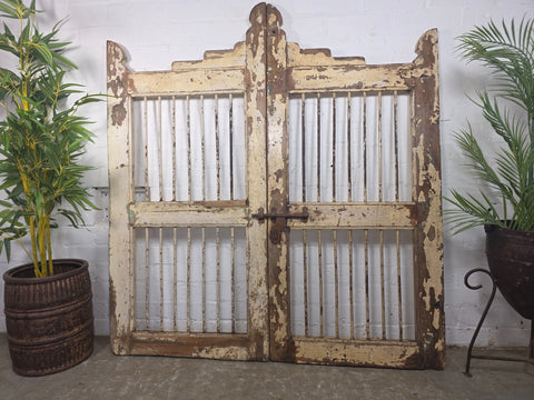 Old Pair Vintage Reclaimed Indian Wooden Iron Saloon Doors Shutters Garden Gates