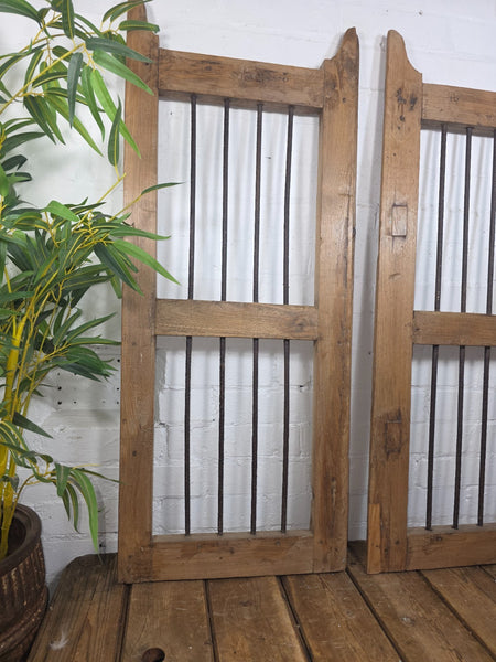 Old Pair Vintage Reclaimed Indian Wooden Iron Saloon Doors Shutters Garden Gates