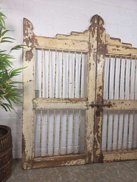 Old Pair Vintage Reclaimed Indian Wooden Iron Saloon Doors Shutters Garden Gates