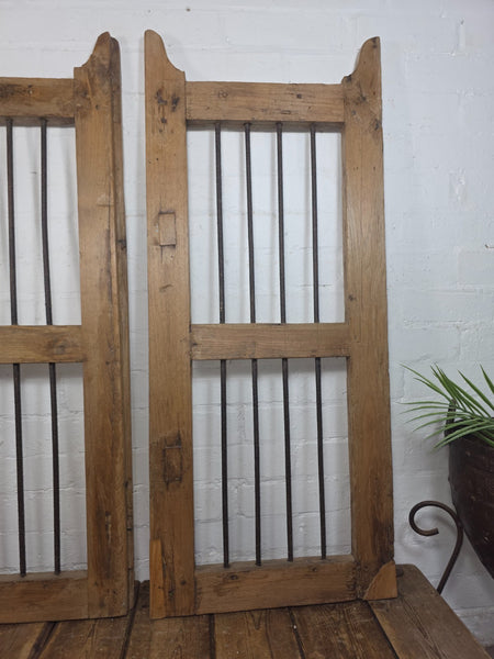 Old Pair Vintage Reclaimed Indian Wooden Iron Saloon Doors Shutters Garden Gates