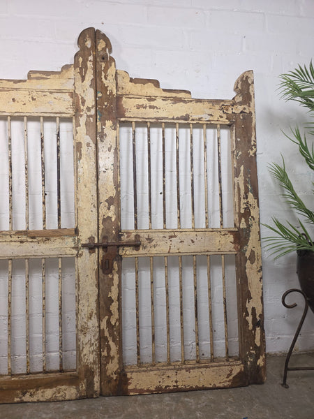 Old Pair Vintage Reclaimed Indian Wooden Iron Saloon Doors Shutters Garden Gates