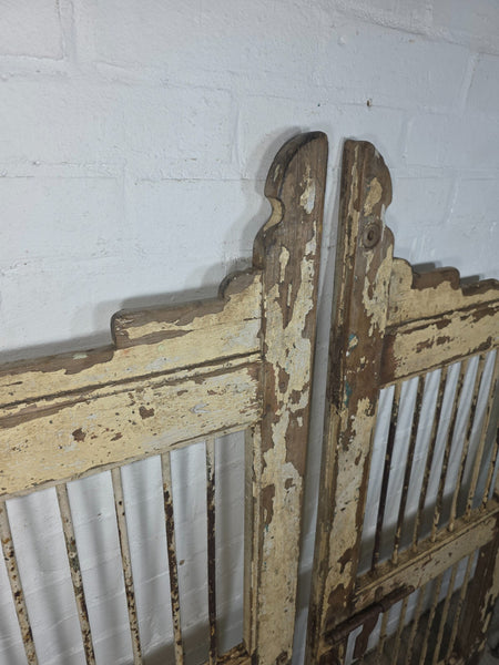 Old Pair Vintage Reclaimed Indian Wooden Iron Saloon Doors Shutters Garden Gates