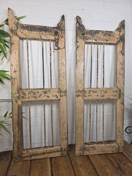Old Pair Vintage Reclaimed Indian Wooden Iron Saloon Doors Shutters Garden Gates